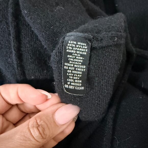 Anthropologie Black Wool Twist Wrap Cardigan S Robin Origami Criss Cross Sweater - Picture 8 of 10